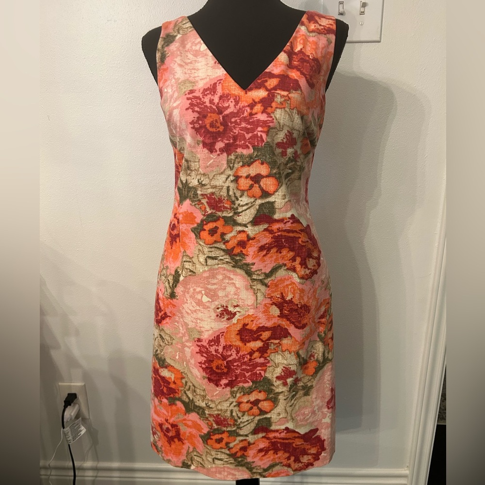 Talbots Sleeveless Multi Color Floral Dress‎ Sz 2